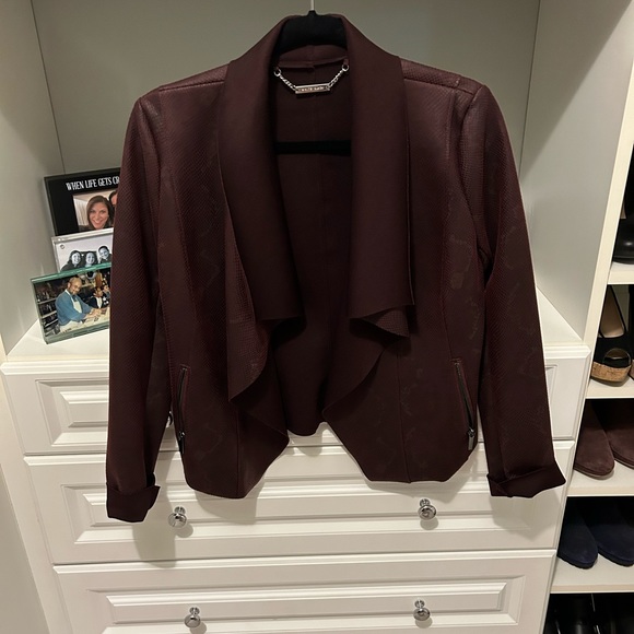 WHBM Cabernet snakeskin faux leather drape jacket. - Picture 5 of 5